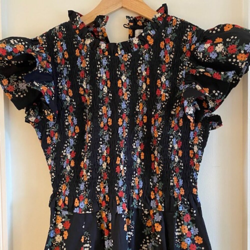 Olivia James: Lila Midi Dress Black Floral